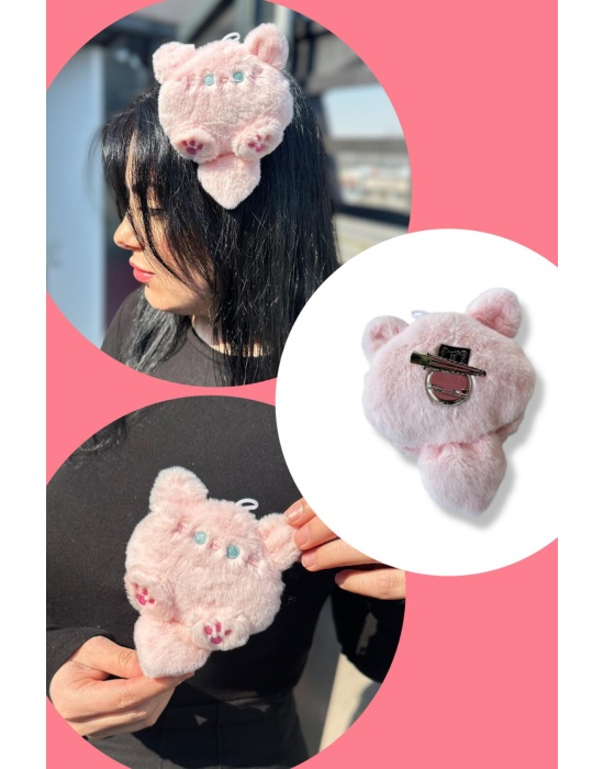 Pembe Renk Kedi Figürlü Yan Toka/ Broş