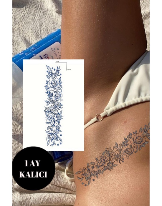 Kelebek Ve Çiçek Figürlü 12 Saat Sonra Kararan Geçici Dövme Tattoo