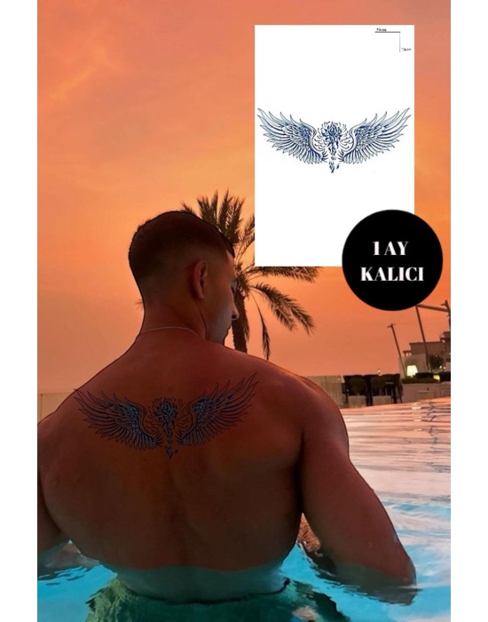 Kanat Figürlü 12 Saat Sonra Kararan Geçici Dövme Tattoo