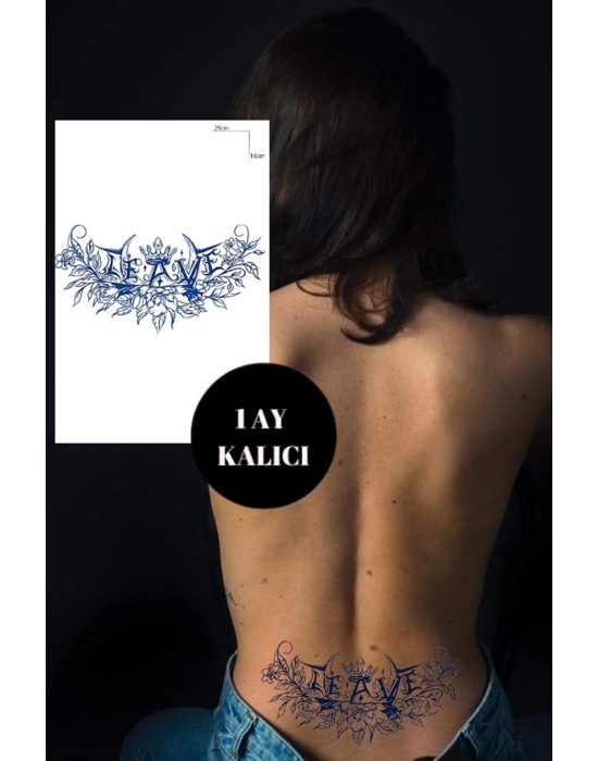 Kral Taç Figürlü Leave Yazılı 12 Saat Sonra Kararan Geçici Dövme Tattoo