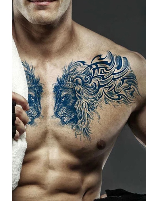 Aslan Figürlü 12 Saat Sonra Kararan Geçici Dövme Tattoo