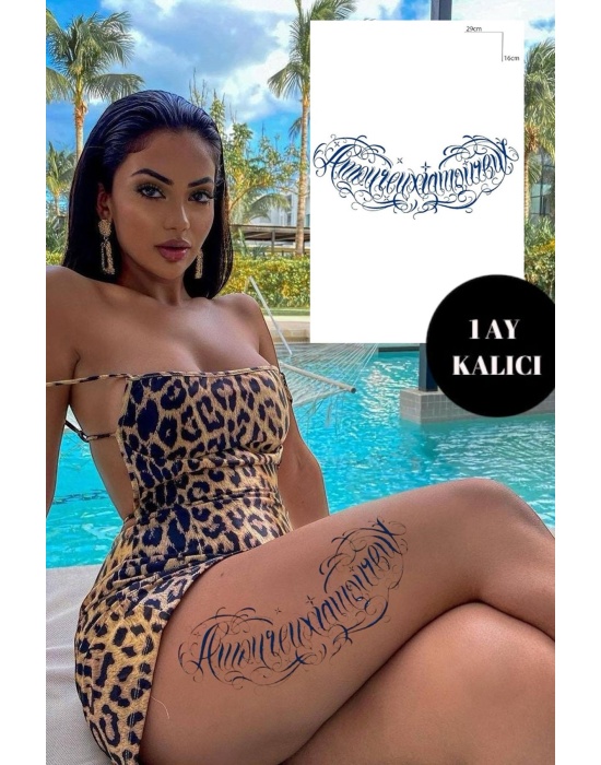 Amoureux Yazılı 12 Saat Sonra Kararan Geçici Dövme Tattoo