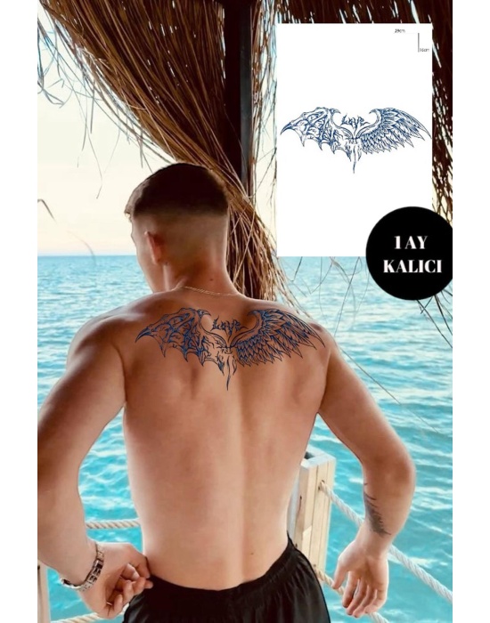 Kanat Figürlü 12 Saat Sonra Kararan Geçici Dövme Tattoo