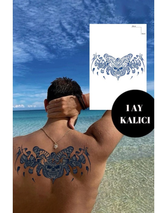 Kurukafa Figürlü 12 Saat Sonra Kararan Geçici Dövme Tattoo
