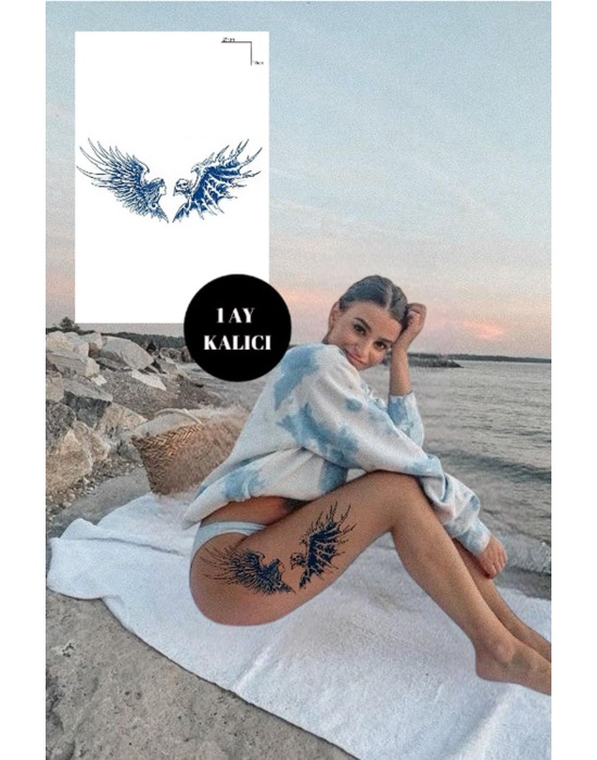 Kanat Figürlü 12 Saat Sonra Kararan Geçici Dövme Tattoo
