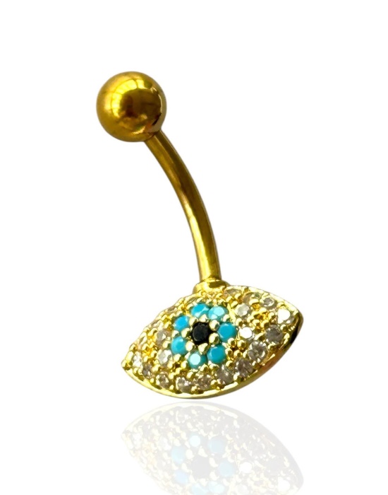 Altın Renk Göz Figürlü Cerrahi Çelik Göbek Piercing