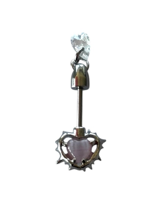 Gümüş Renk Kalp Figürlü Çelik Tragus/Kıkırdak Küpe/Piercing (Tek)