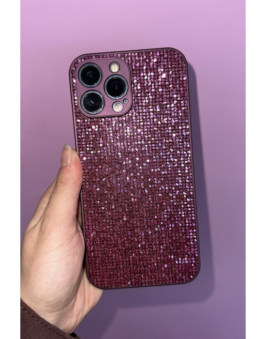 Mor Renk Taş Detaylı 13 Pro Max Telefon Kılıfı