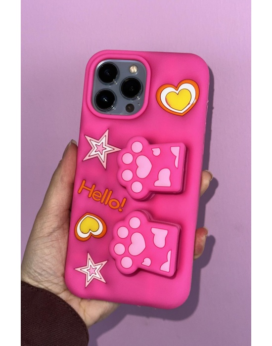 Pembe Renk Pati Figürlü 13 Pro Max Telefon Kılıfı