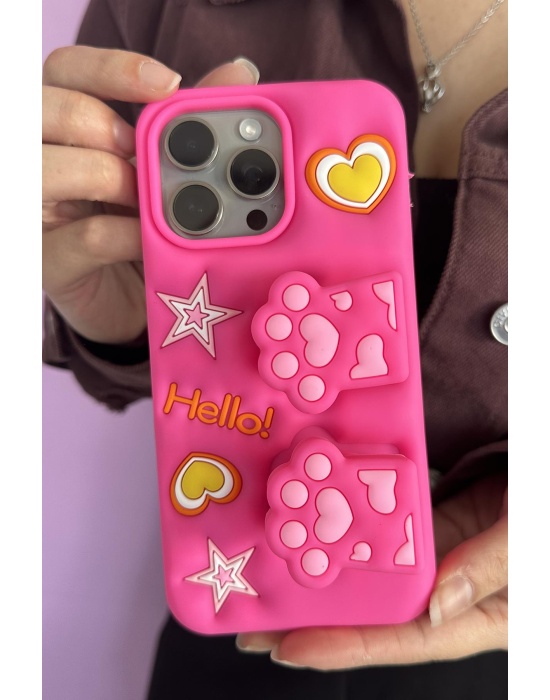Pembe Renk Pati Figürlü 15 Pro Max Telefon Kılıfı