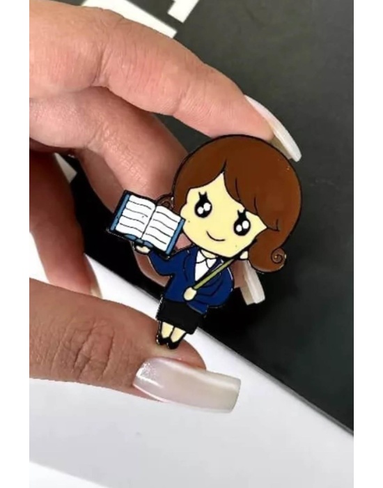Karışık Renk Tasarım Öğretmen Broş (5cm)