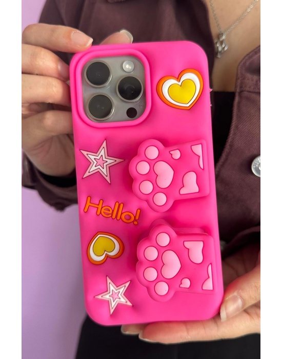 Pembe Renk Pati Figürlü 14 Pro Max Telefon Kılıfı