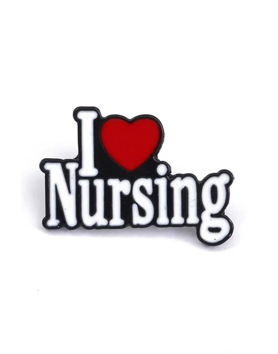 Karışık Renk I Nursing Yazılı Kalp Figürlü Broş