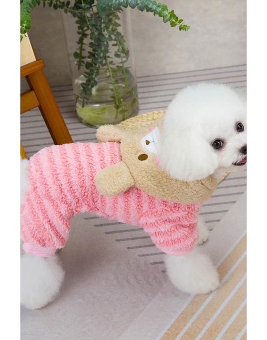 Pembe Renk Ayıcık Figürlü Peluş XXL Köpek Tulum