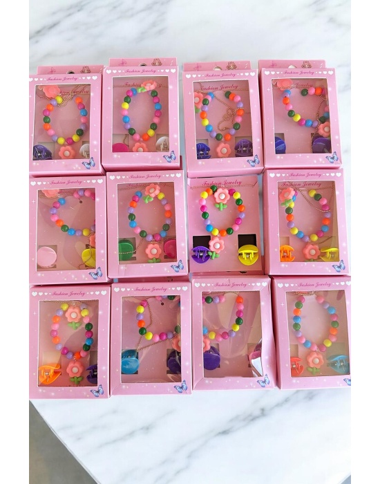 12li Karışık Renk Yüzük /Bileklik/Toka/Yüzük/Kolye Set