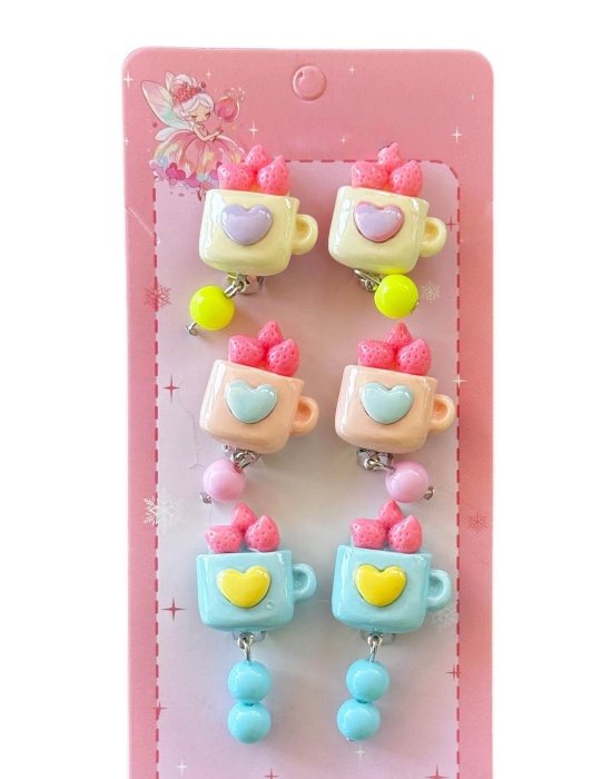 6lı Karışık Renk Ve Figürlü Deliksiz Çocuk Küpe Set