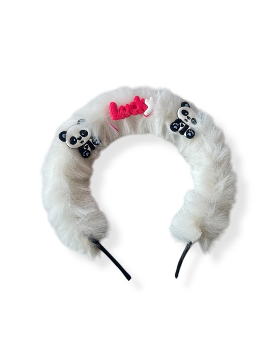 Beyaz Renk Panda Figürlü Peluş Taç