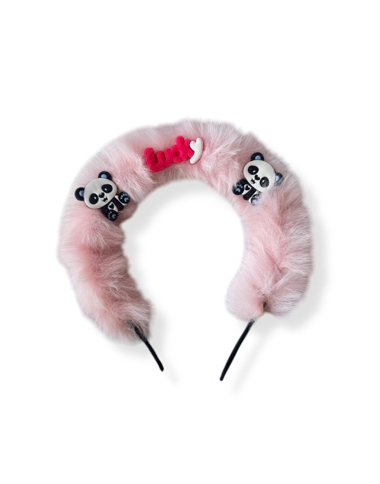 Açık Pembe Renk Panda Figürlü Peluş Taç