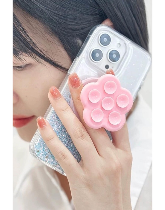Pembe Renk Vantuzlu Beşgen Telefon Tutucu