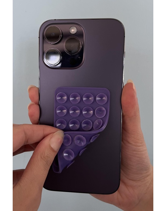 Mor Renk Çift Taraflı Silikon Vantuzlu Telefon Tutucu