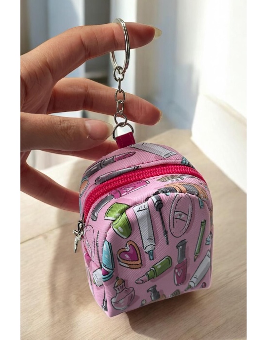 Pembe Renk Karışık Figürlü Anahtarlık Cüzdan
