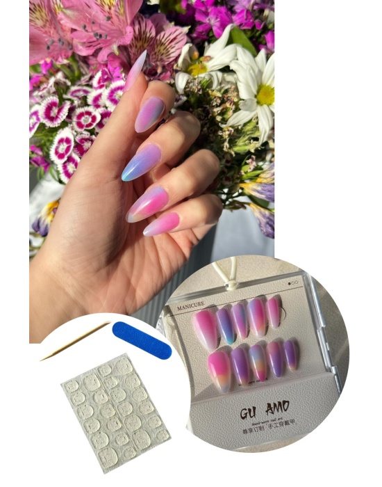 10lu Karışık Renk Takma Tırnak Set (Yapıştırıcılı)