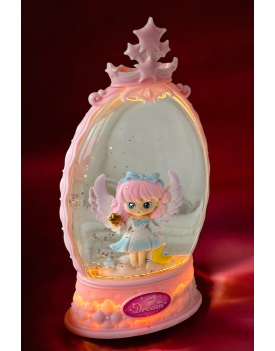 Pembe Renk Kız Figürlü Müzikli Ve Işıklı Kar Küresi