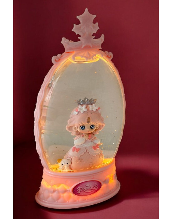 Pembe Renk Kız Figürlü Müzikli Ve Işıklı Kar Küresi