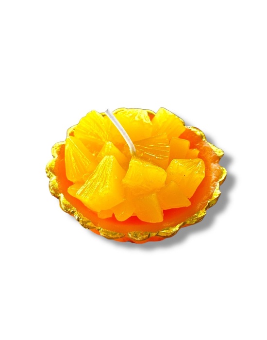 Turuncu Ve Sarı Renk Ananas Figürlü Kokulu Dekoratif Mum