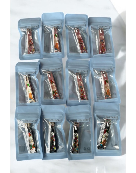 12li Gümüş Renk Karışık Figürlü Tırnak Makası Set