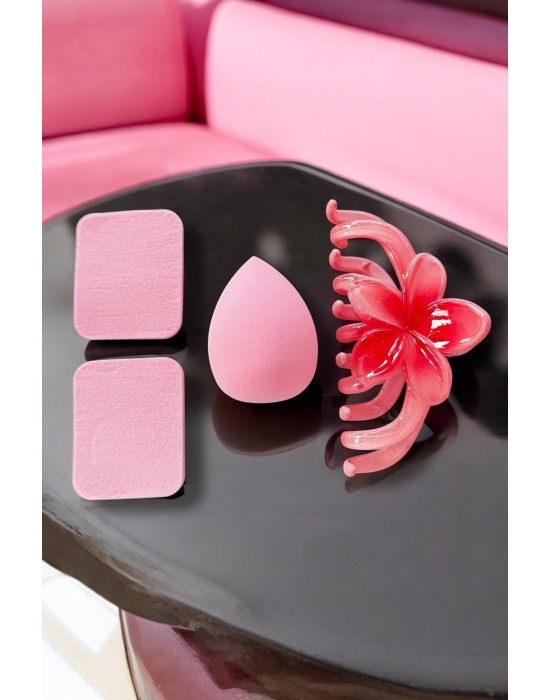 Pembe Renk Mandal Toka/ Makyaj Süngeri/ Pudra Süngeri Set