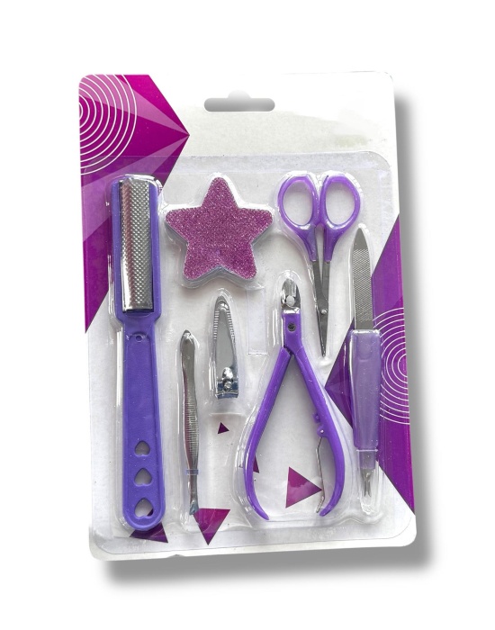 Mor Renk 7 Parça Manikür/ Pedikür Törpü Set