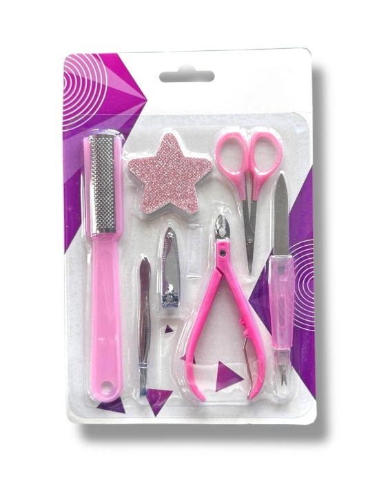 Pembe Renk 7 Parça Manikür/ Pedikür Törpü Set