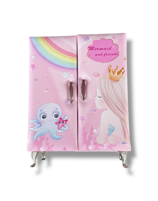 Pembe Renk Karışık Figürlü Takı Dolabı/Organizer