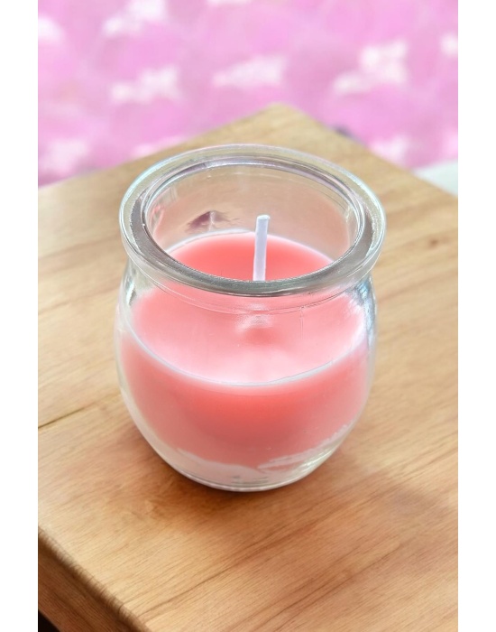 Pembe Renk Bardakta Kokulu Dekoratif Mum