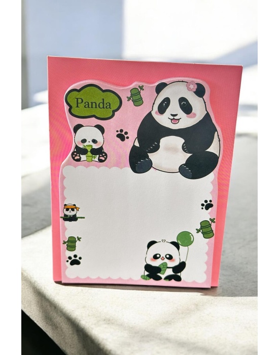 Pembe Renk Panda Figürlü Yapışkanlı Not Kağıdı