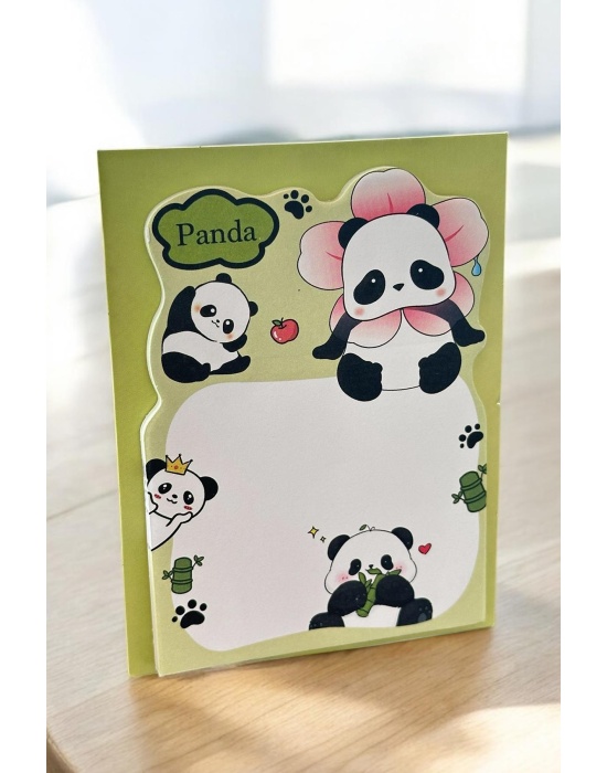 Yeşil Renk Panda Figürlü Yapışkanlı Not Kağıdı