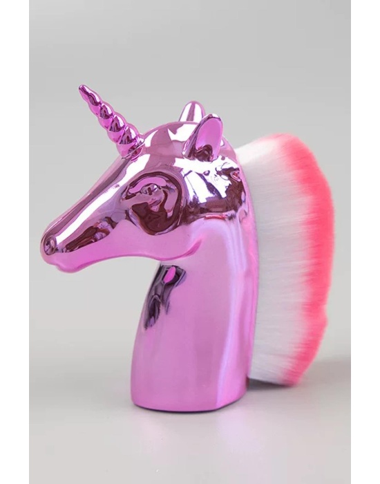 Pembe Renk Unicorn Figürlü Allık/Makyaj Fırçası