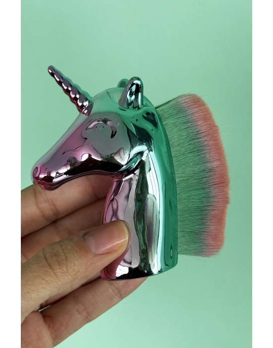 Karışık Renk Unicorn Figürlü Allık/Makyaj Fırçası