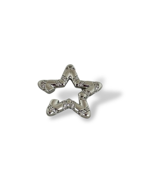 Gümüş Renk Yıldız Figürlü Taş Detaylı Ear Cuff (Tek)
