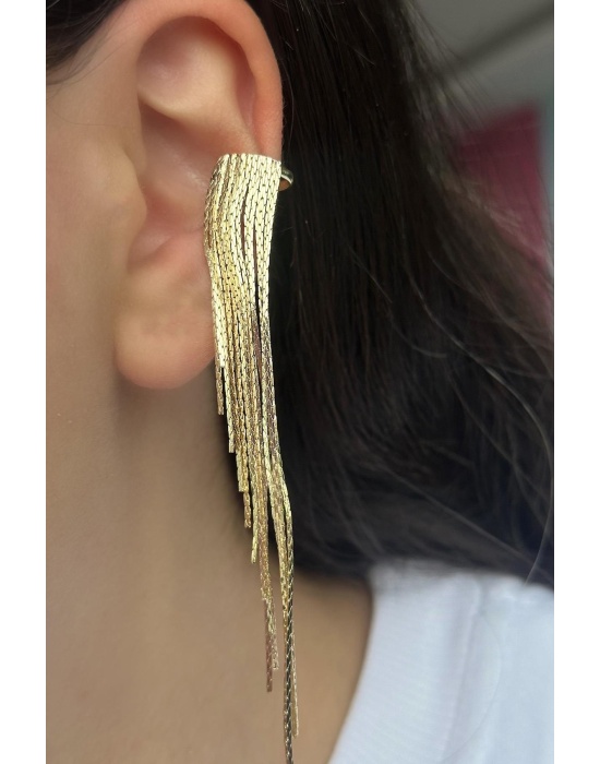 Altın Renk Sallantılı Ear Cuff (Tek)