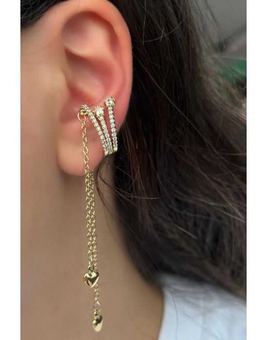 Altın Renk Yıldız Figürlü Sallantılı Ear Cuff (Tek)