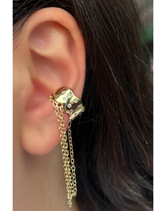 Altın Renk Sallantılı Ear Cuff (Tek)