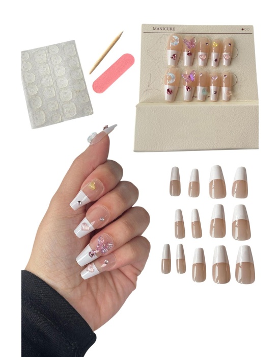 Karışık Renk Karışık Figürlü Takma Tırnak Set (Yapıştırıcılı)