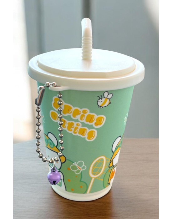 Yeşil Renk Milkshake Figürlü Anahtarlık Detaylı Kutulu Islak Mendil
