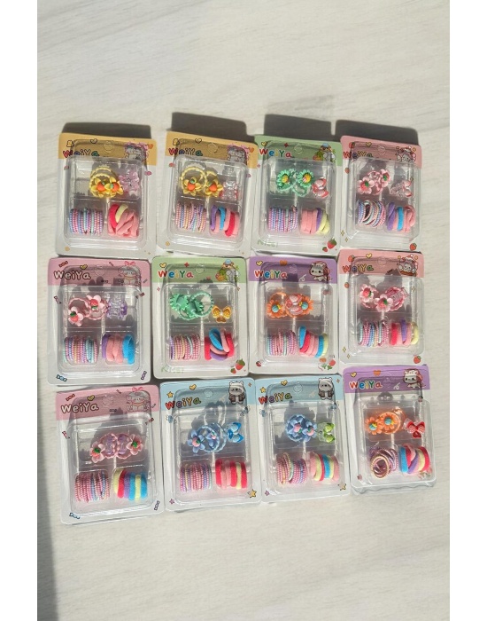 12li Karışık Renk Lastik Toka Set