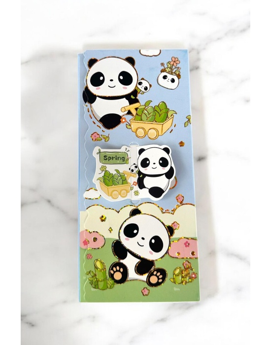 Mavi Renk Panda Figürlü Yapışkanlı Not Kağıdı