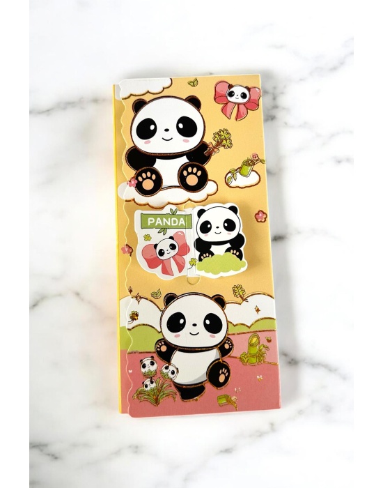 Sarı Renk Panda Figürlü Yapışkanlı Not Kağıdı