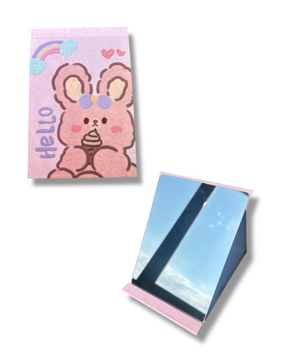 Pembe Renk Tavşan Figürlü Masa Aynası