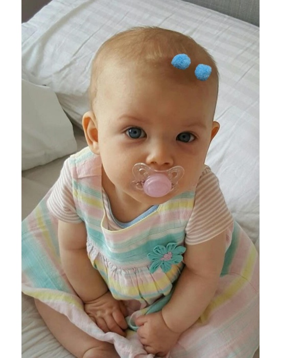 2li Mavi Renk Ponponlu Saçsız Bebek Tokası